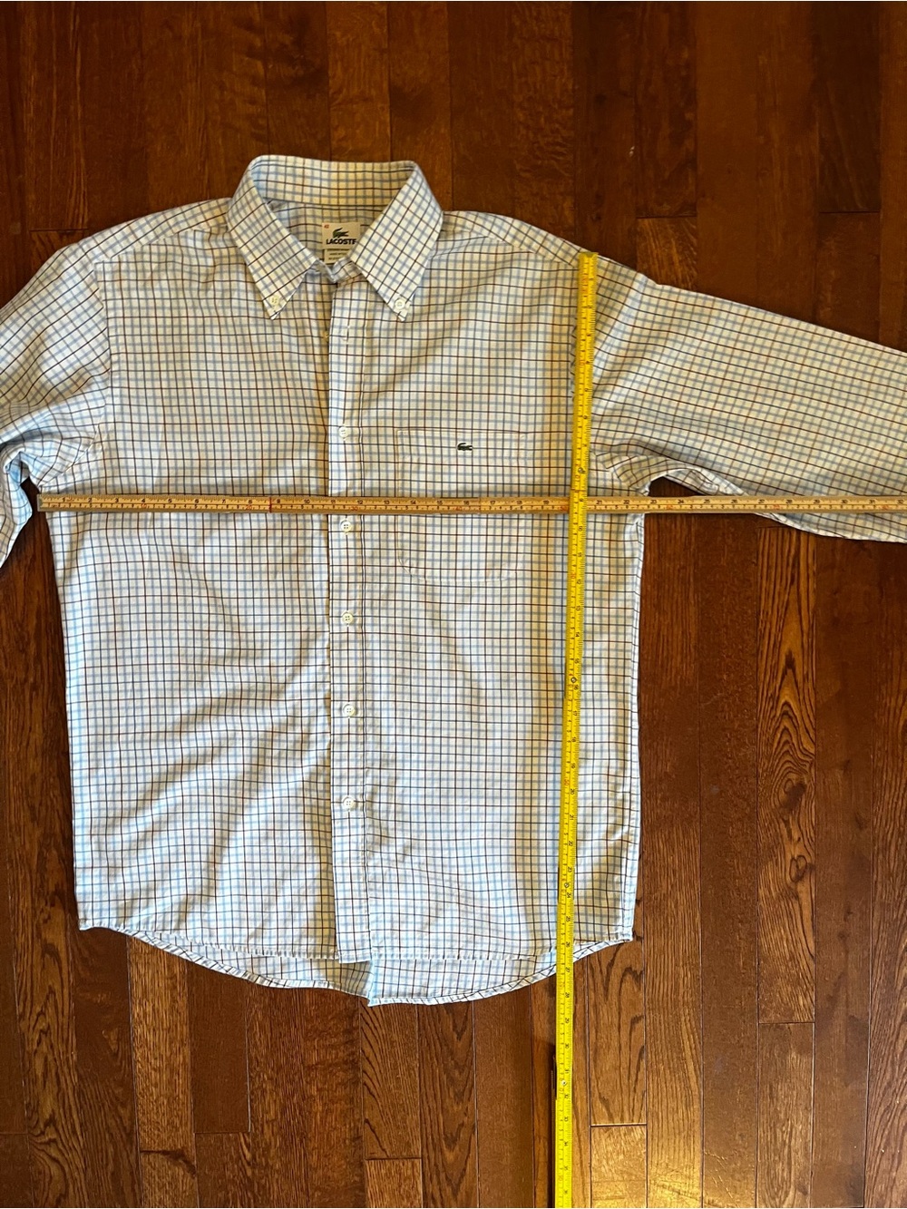 Lacoste Men's Light Blue and White Check Button-Down Shirt - Picture 7 of 12
